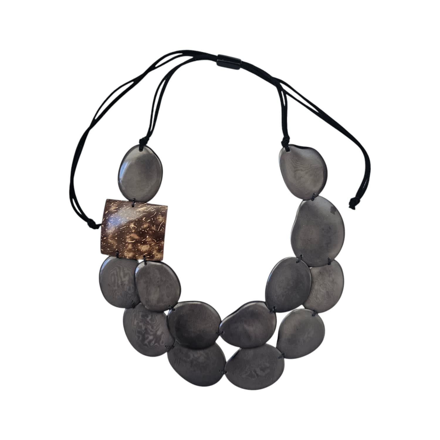 Tagua And Coconut Necklace Grey