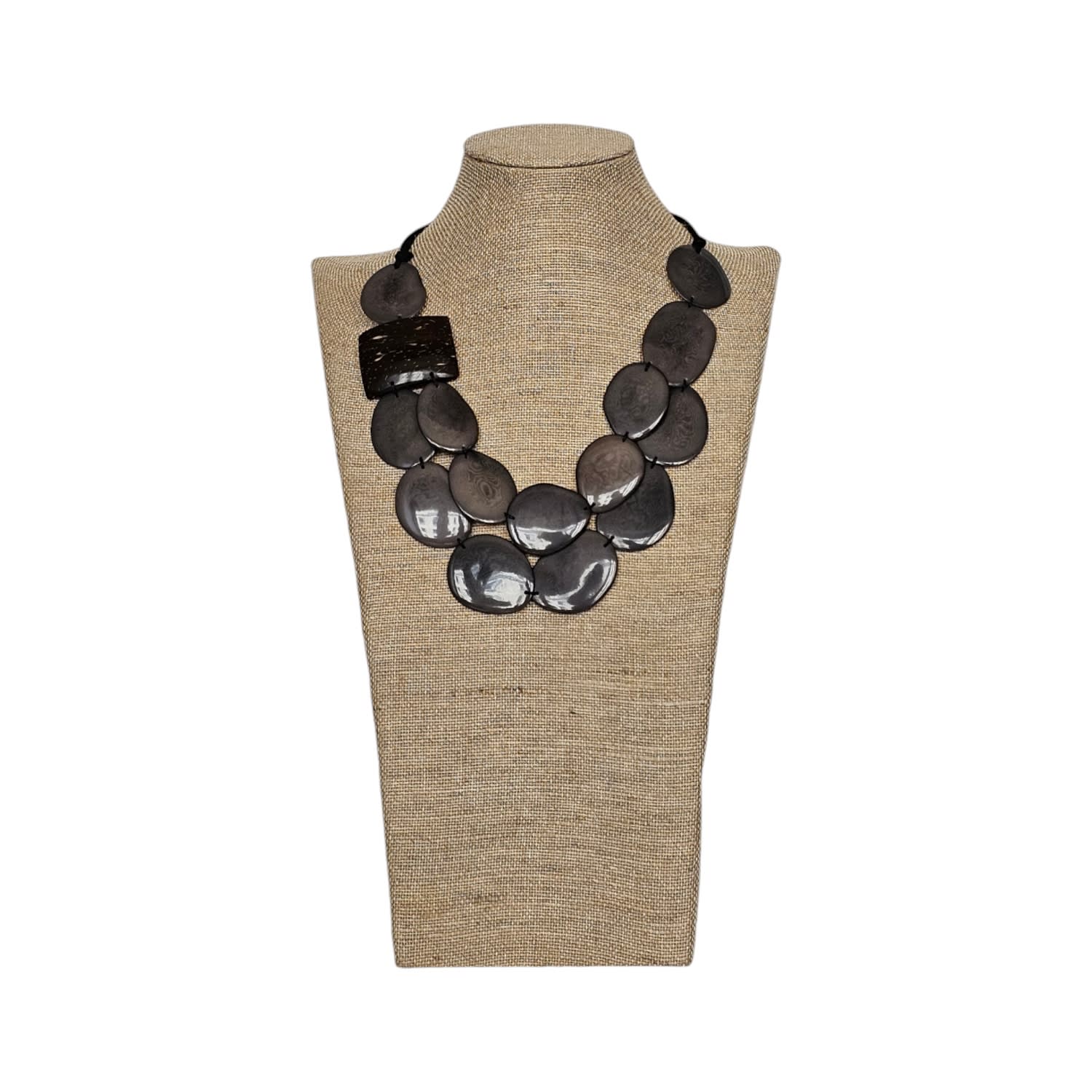 Tagua And Coconut Necklace Grey
