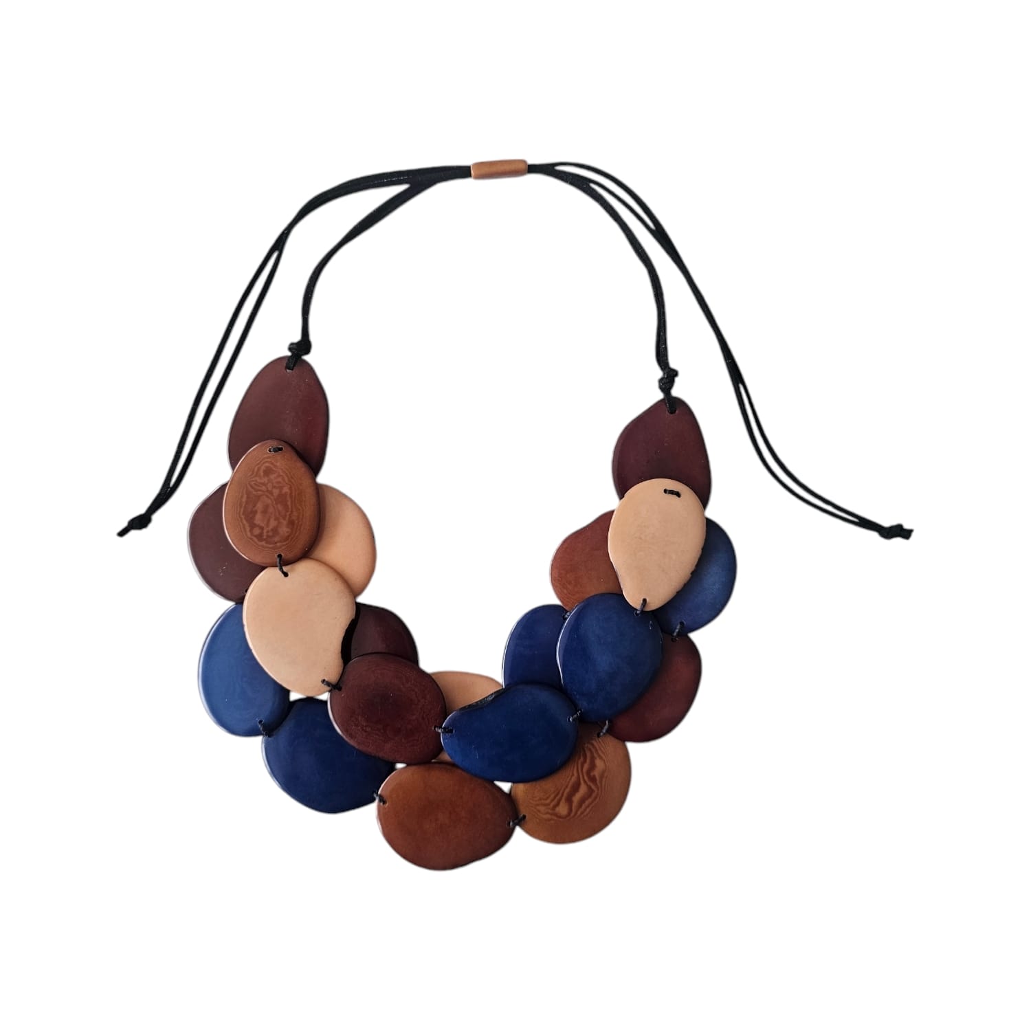 Tagua Necklace Blue Brown & Beige