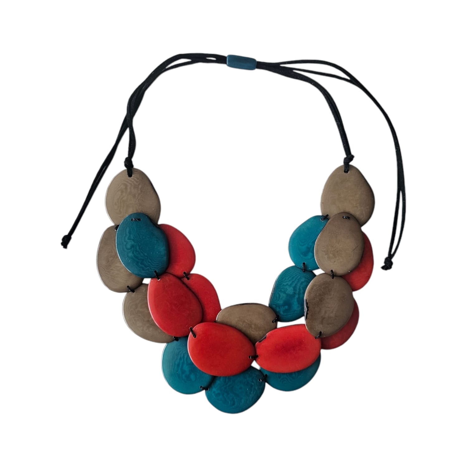 Tagua Necklace Blue Orange And Brown