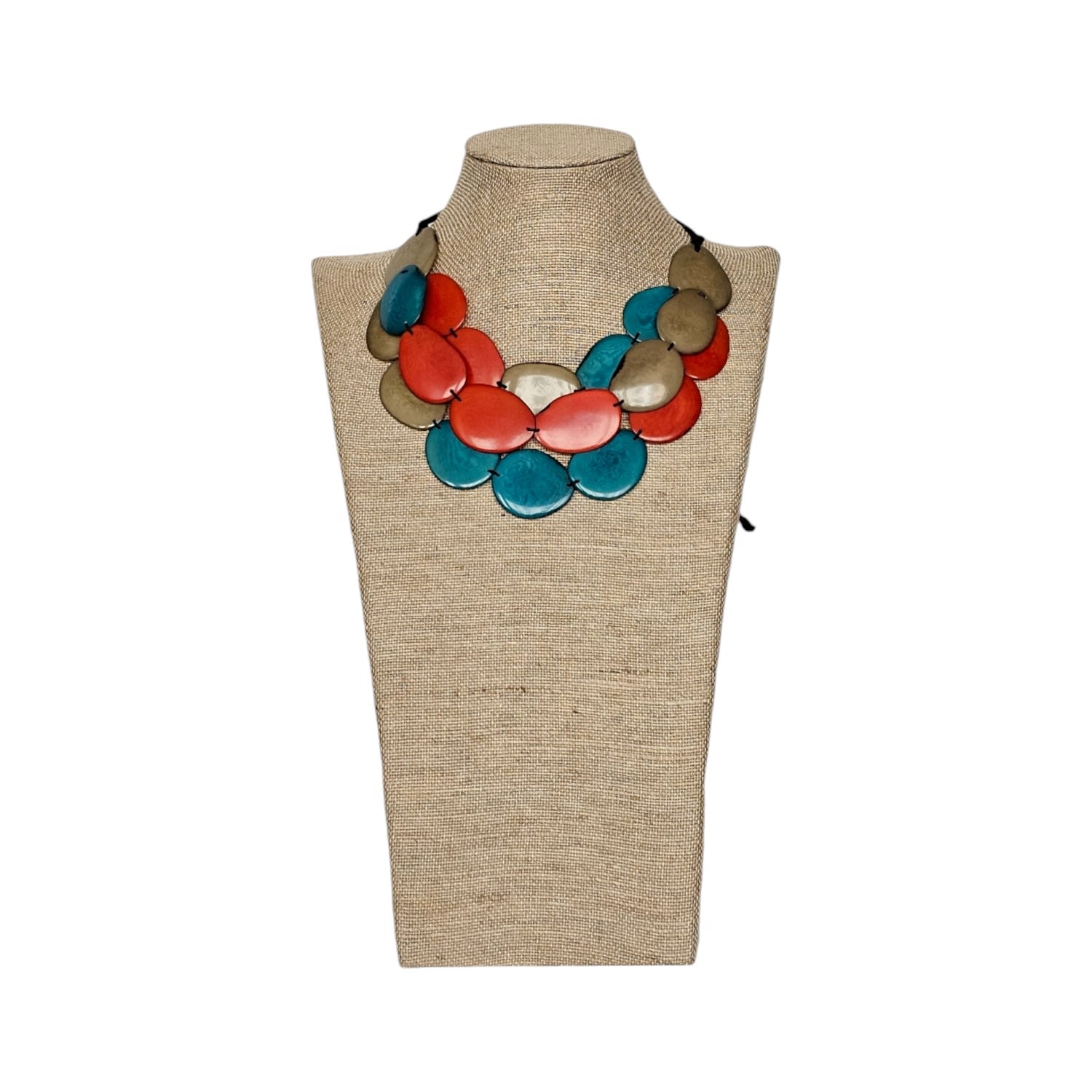 Tagua Necklace Blue Orange And Brown