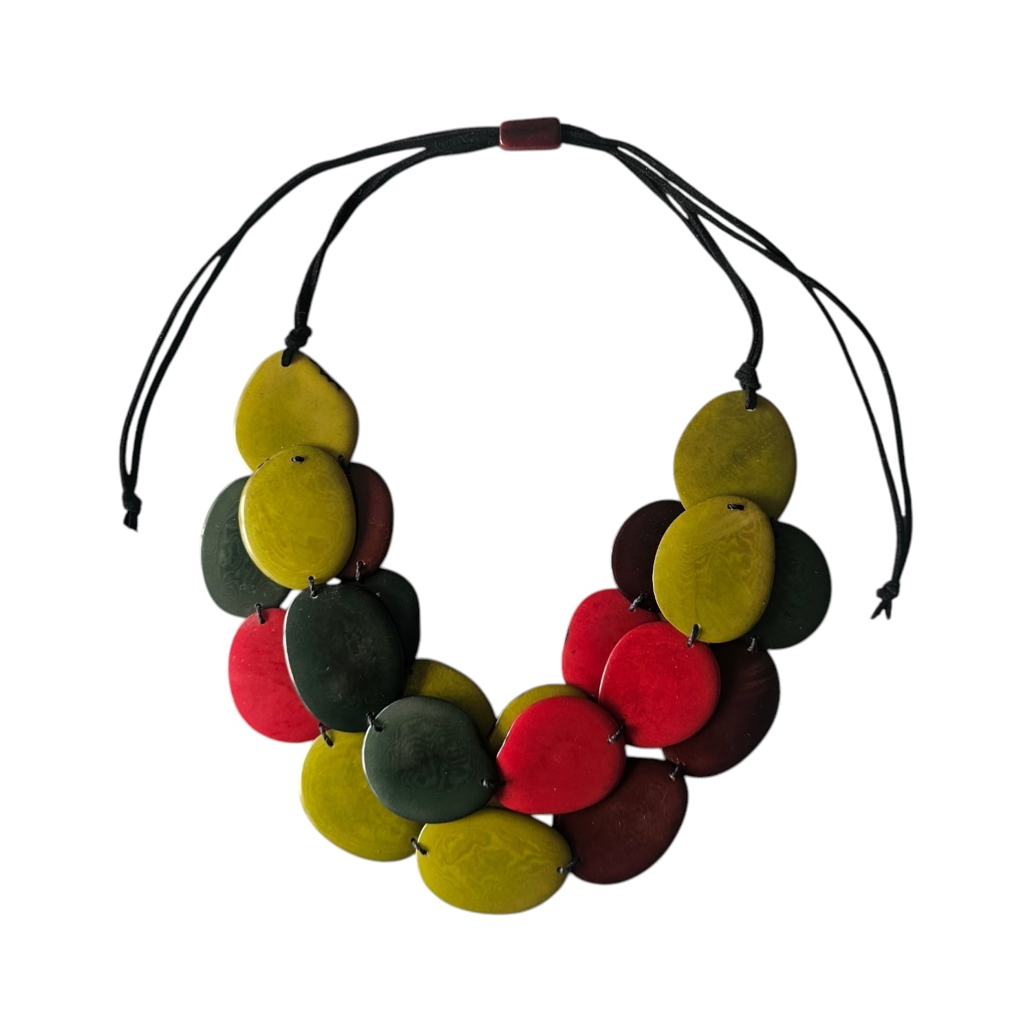 Tagua Necklace Green Dark Green And Red