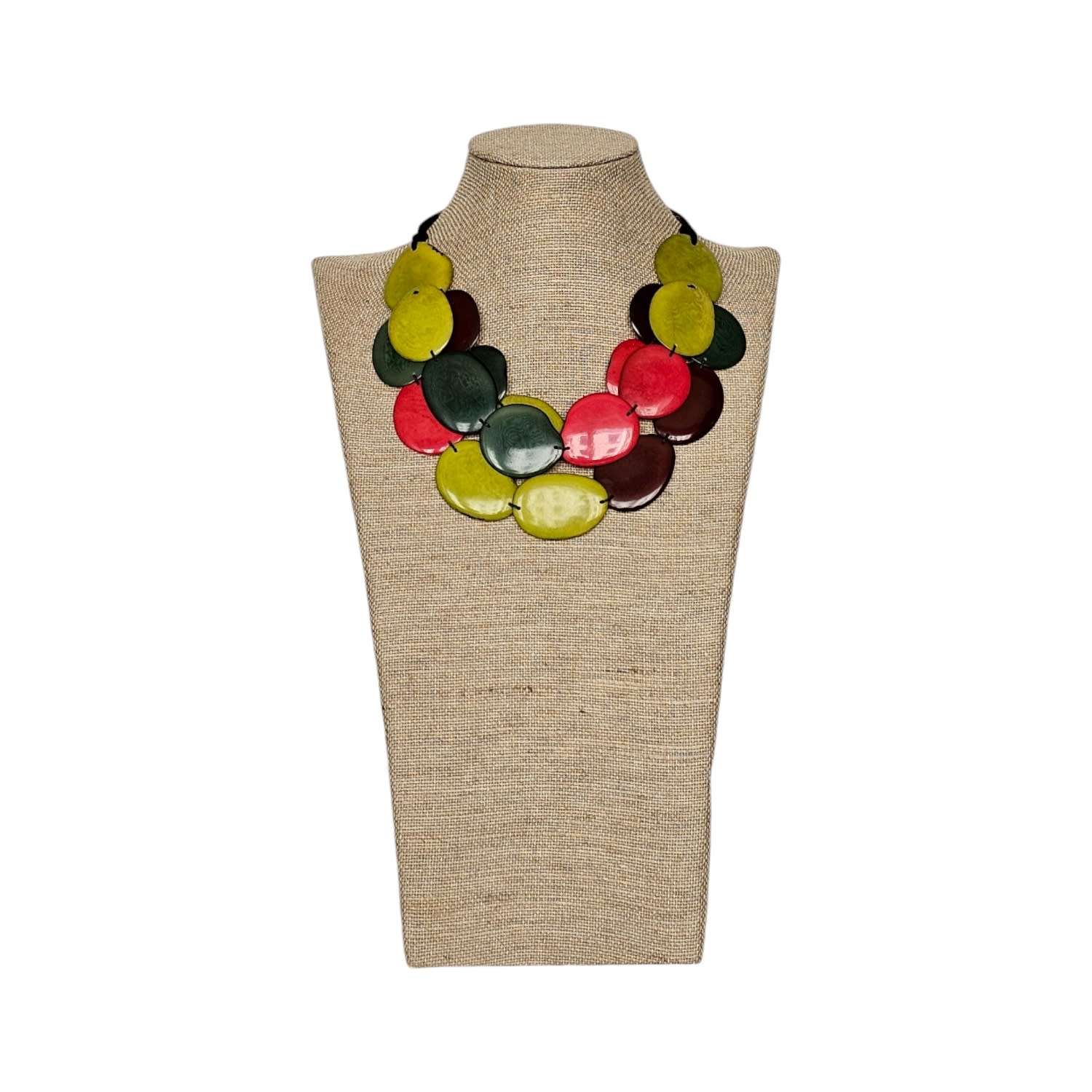 Tagua Necklace Green Dark Green And Red