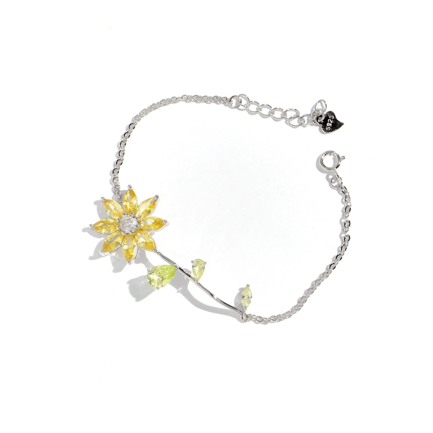 Garden Tales Crystal Daisy Sterling Silver Bracelet, Mellow Yellow
