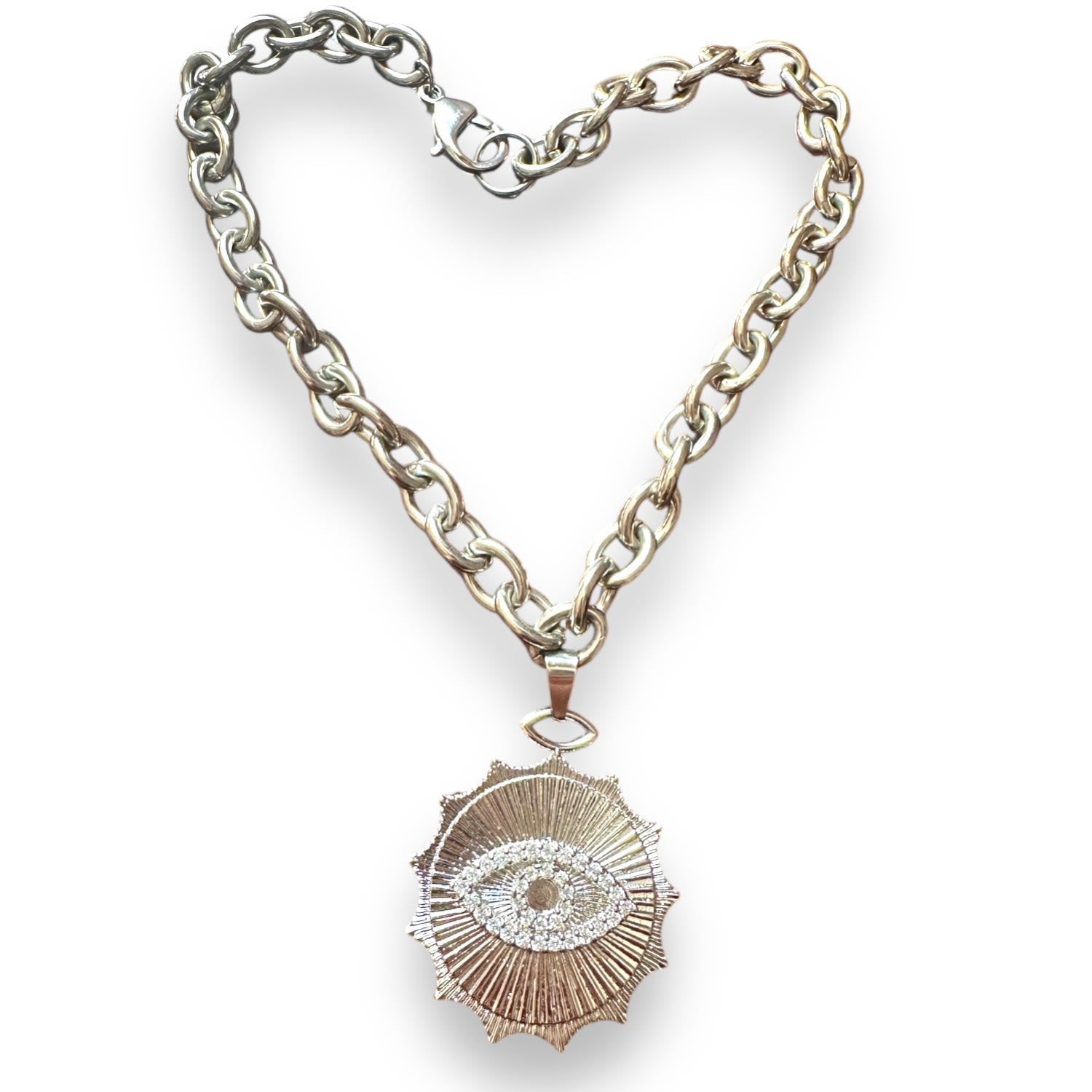 Tatiana Evil Eye Amulet Necklace White Gold
