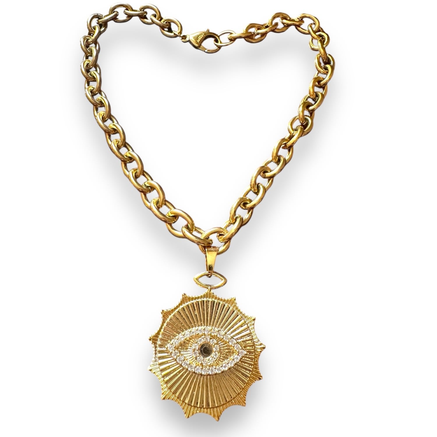 Tatiana Evil Eye Amulet Necklace Yellow Gold