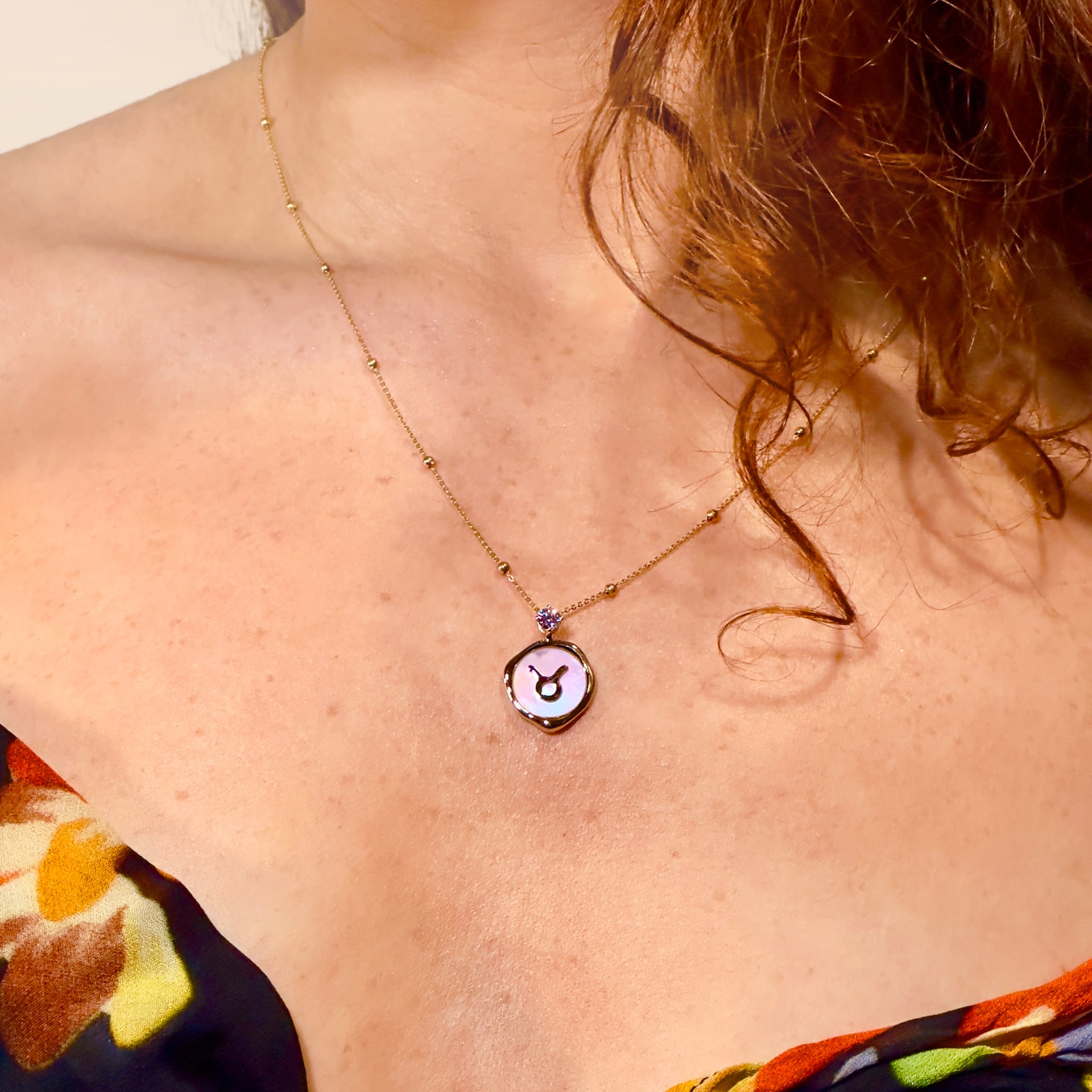 Taurus Zodiac Necklace - Lab Grown Diamond Necklace In Gold Vermeil