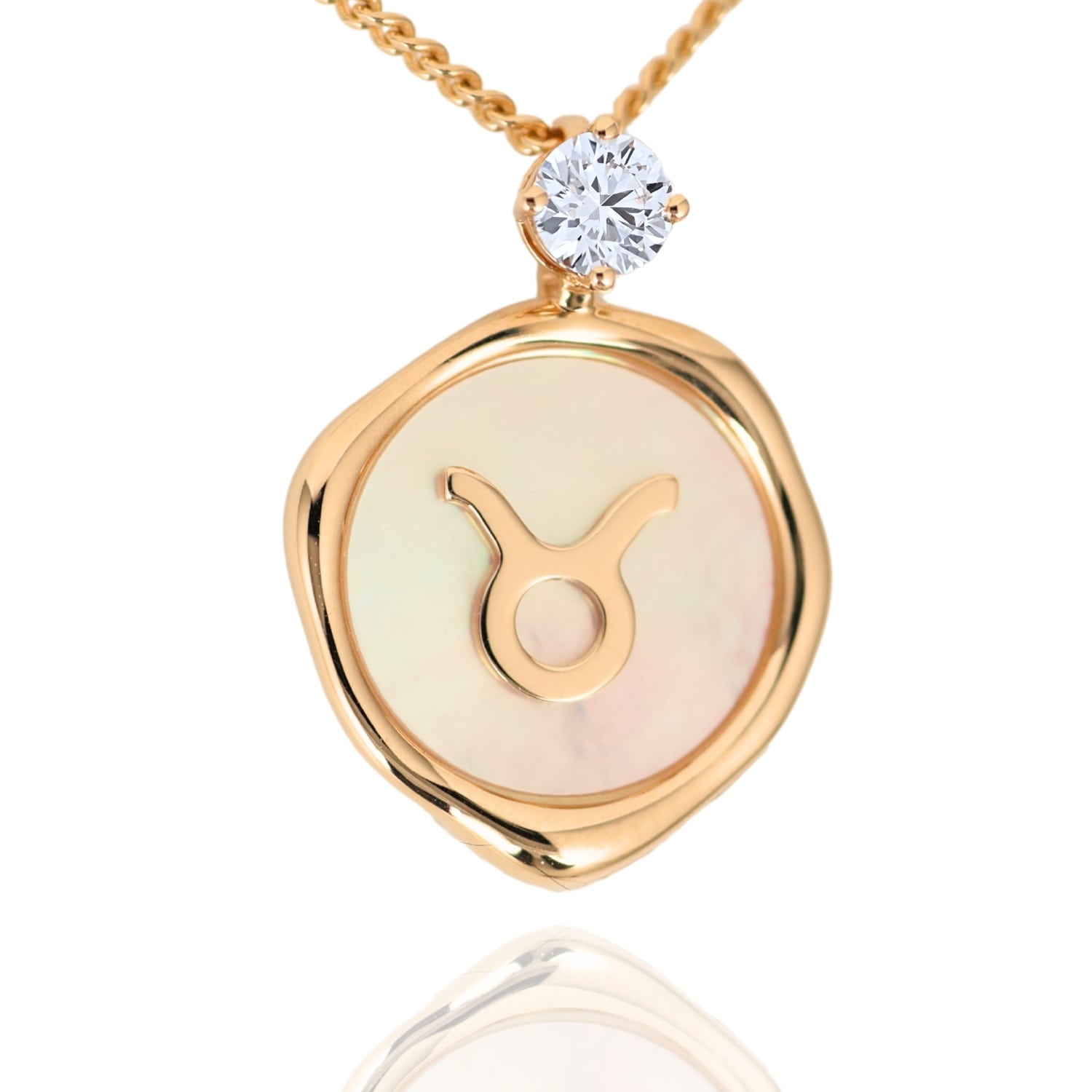 Taurus Zodiac Necklace - Lab Grown Diamond Necklace In Gold Vermeil