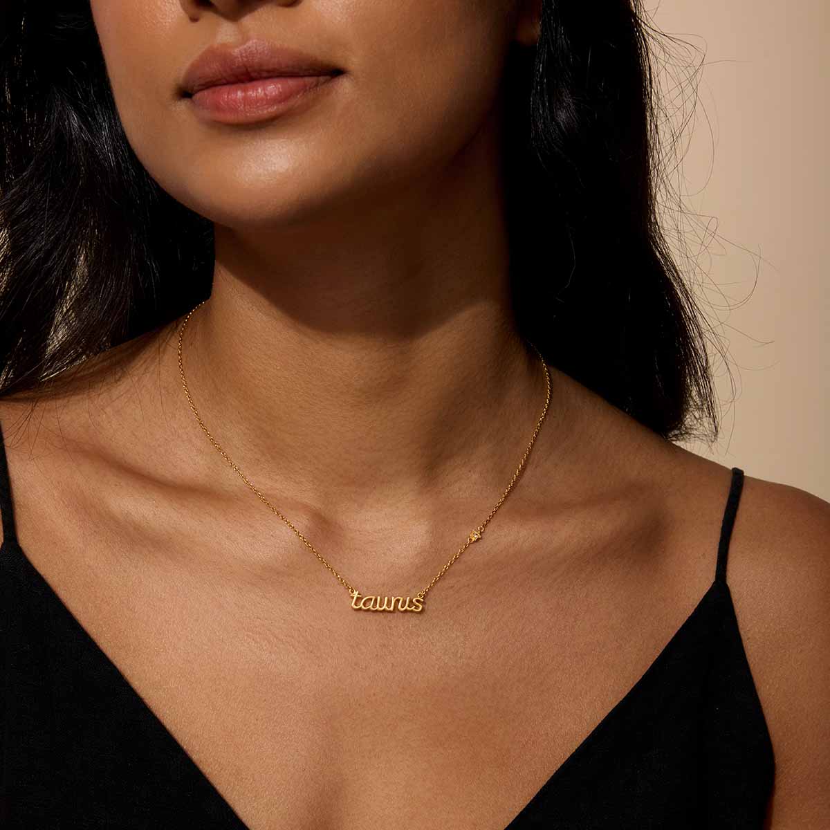 Taurus Stability Zodiac Script Necklace