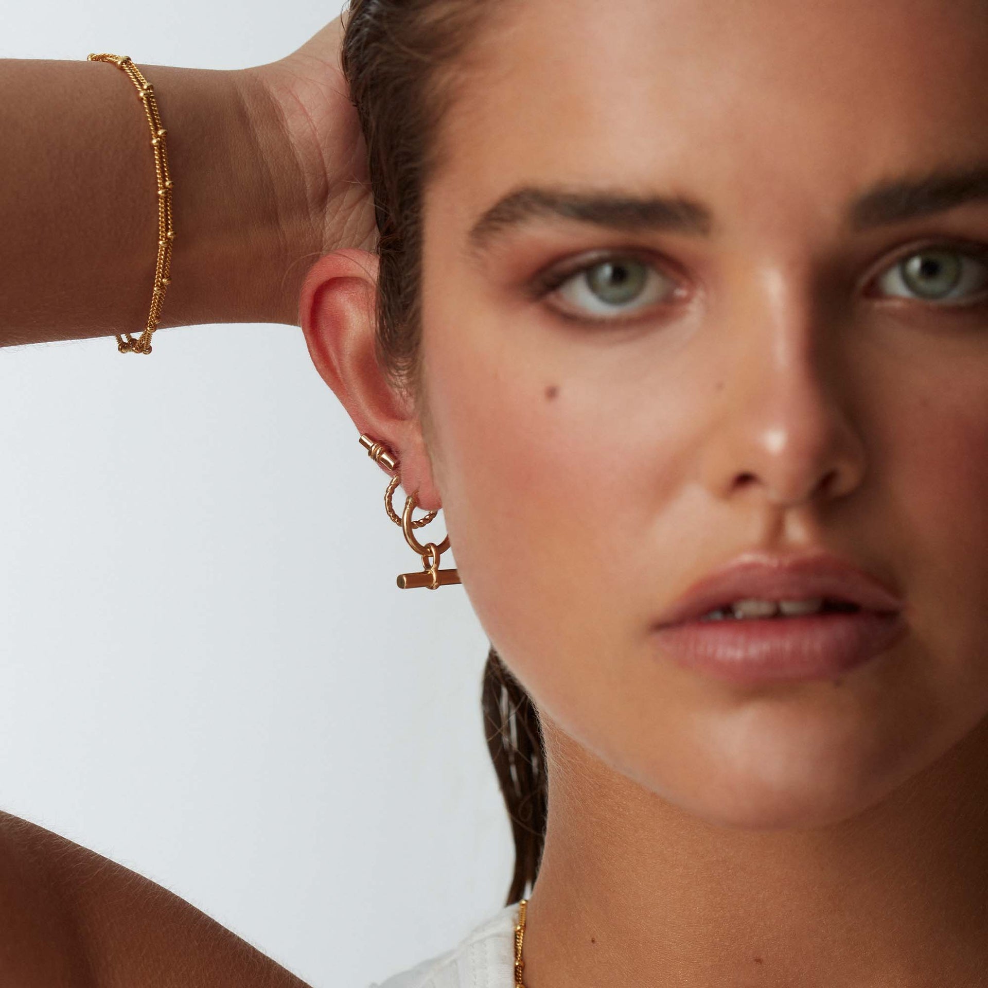 T-Bar Hoop Earrings Silver