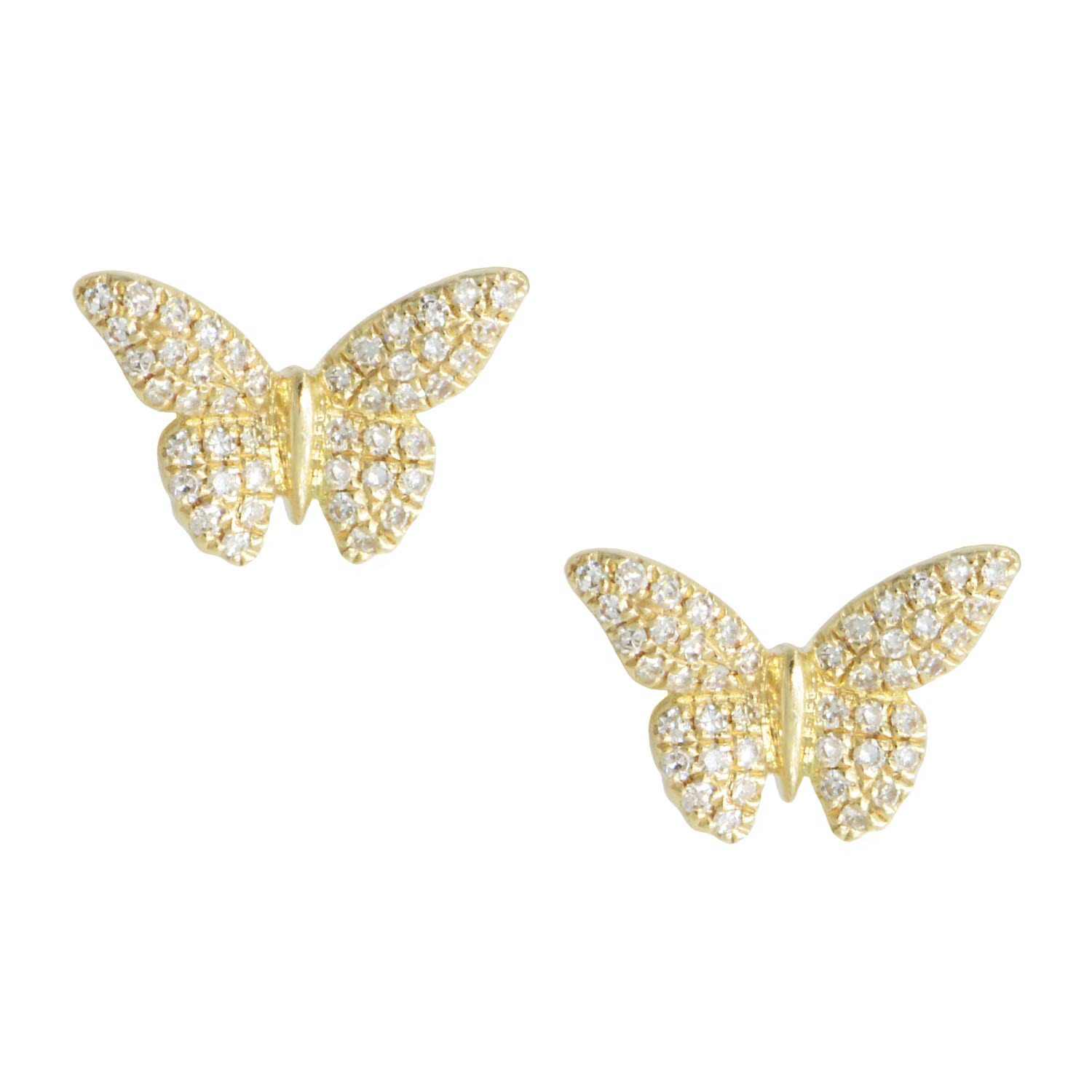 Diamond Butterfly Stud Earrings In 14K Gold