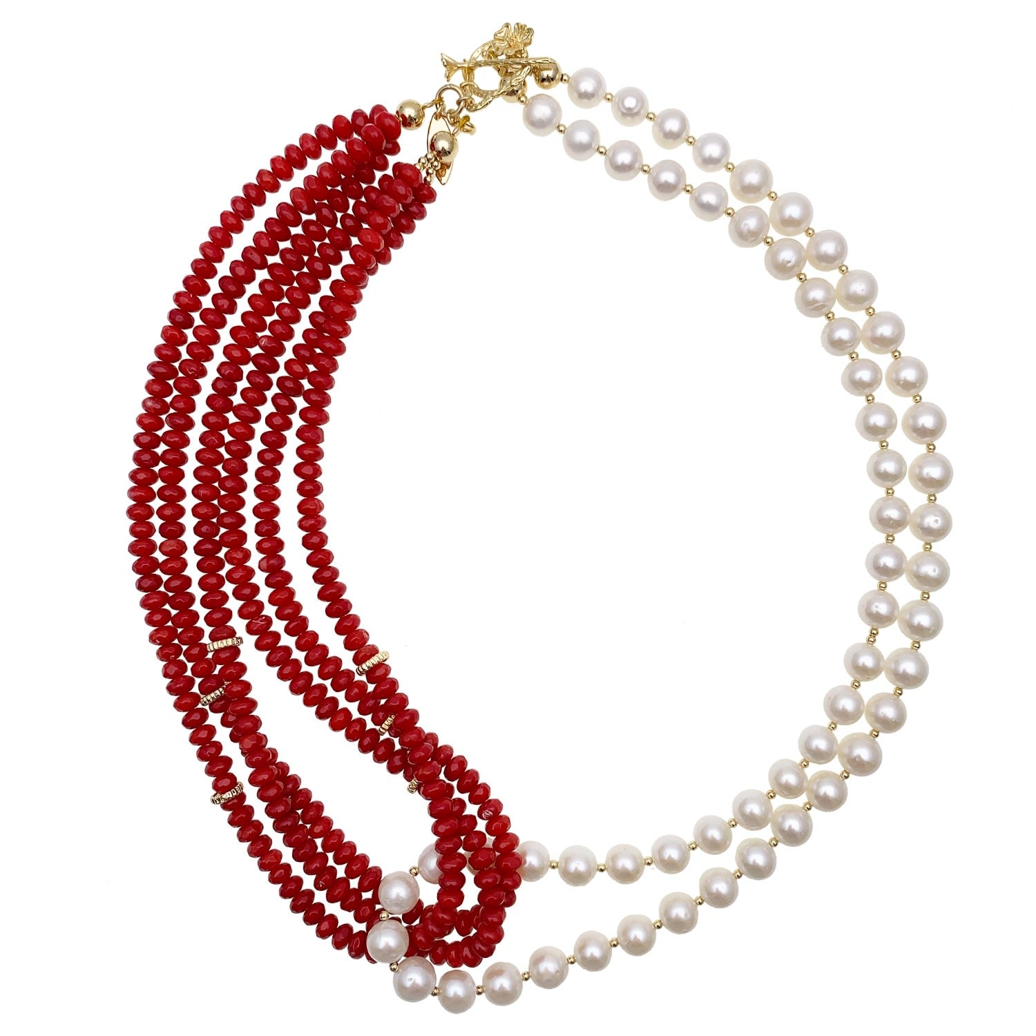 Red Corals Freshwater Pearls Necklace