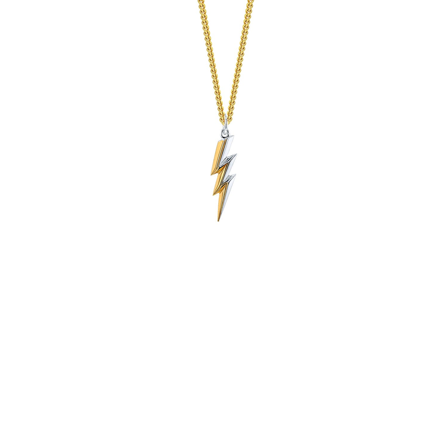 2Tone Mini Lightning Bolt Charm Sterling Silver & 18Kt Gold Plate On Gold Hoop