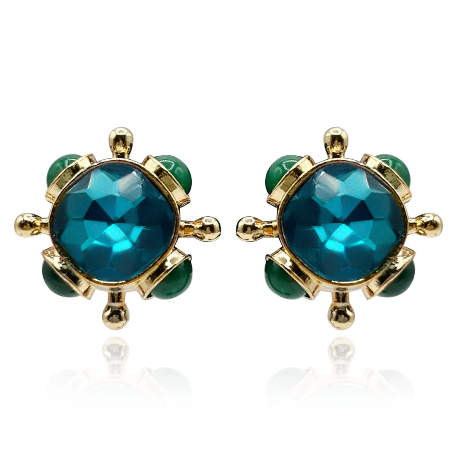 Teal & Green Agate Sputnik Earrings