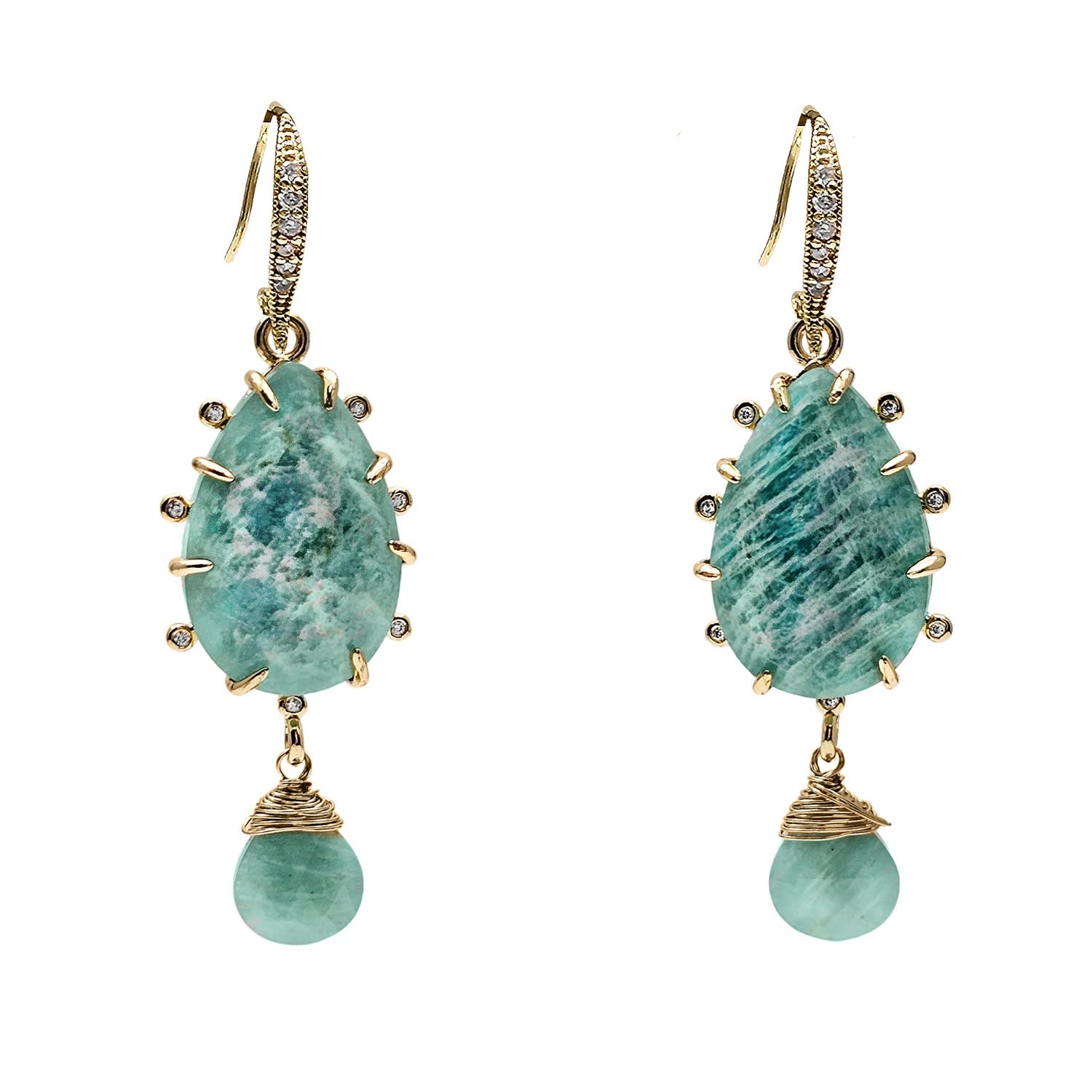 Teardrop Amazonite Dangle Earrings