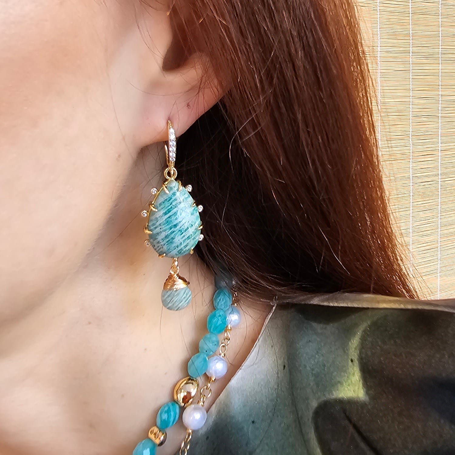 Teardrop Amazonite Dangle Earrings