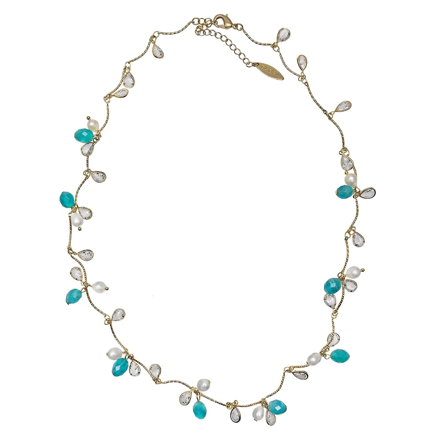 Teardrop Crystal And Amazonite Charm Delicate Necklace Necklace