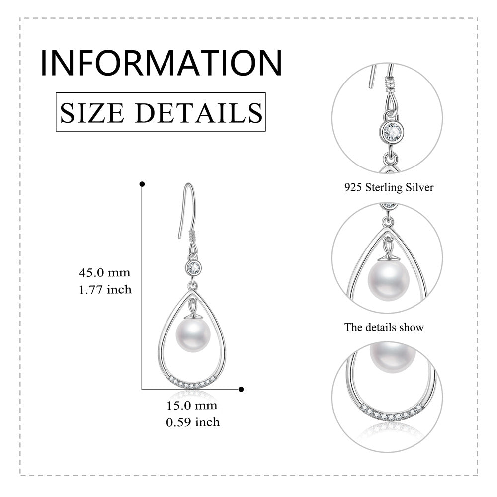 Sterling Silver Drop Pearl Drop Earrings for Women