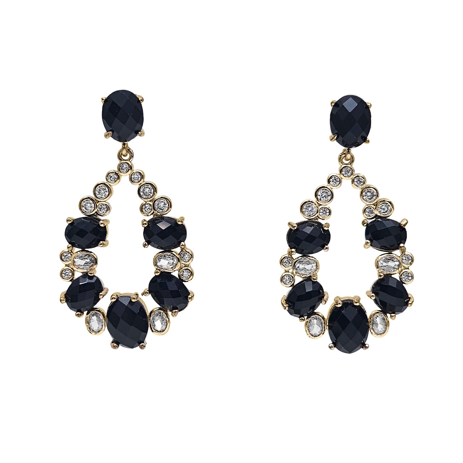 Teardrop Shaped Black Obsidian Statement Earrings