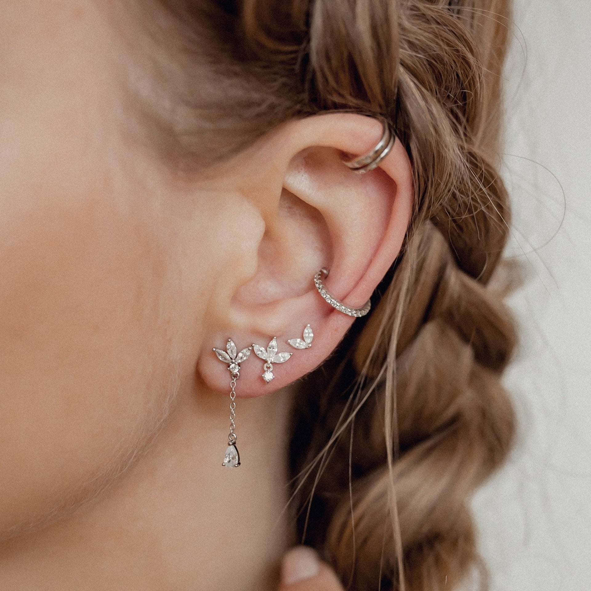 Teardrop Stud Earrings Sterling Silver