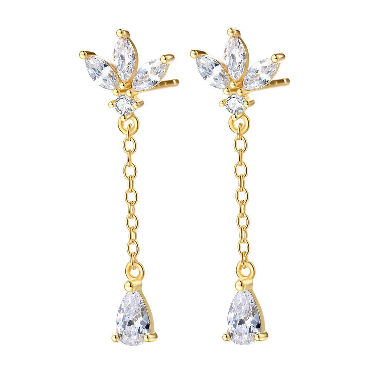 Teardrop Stud Earrings Sterling Silver Gold