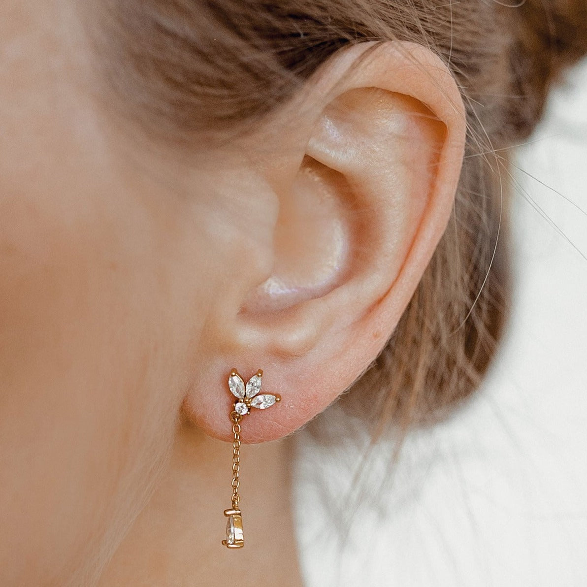 Teardrop Stud Earrings Sterling Silver Gold