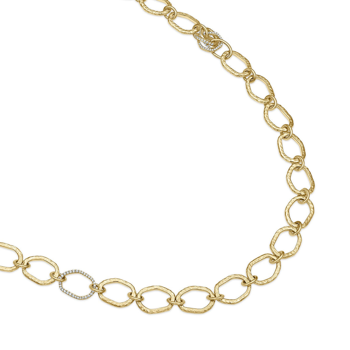 Teatro Long Gold Necklace with Pavé Diamond Elements