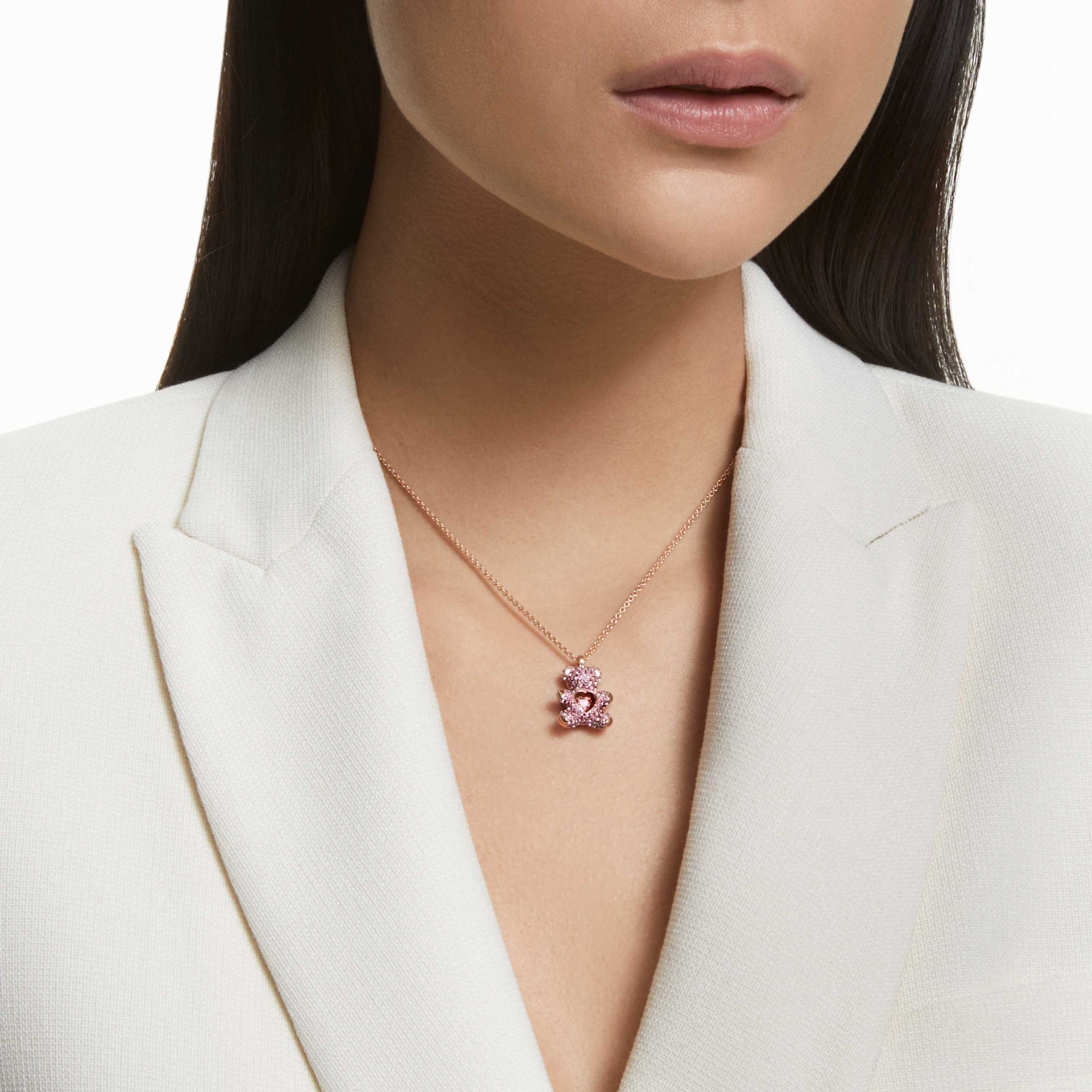 TEDDY PENDANT BEAR PINK ROSE GOLD TONE PLATED