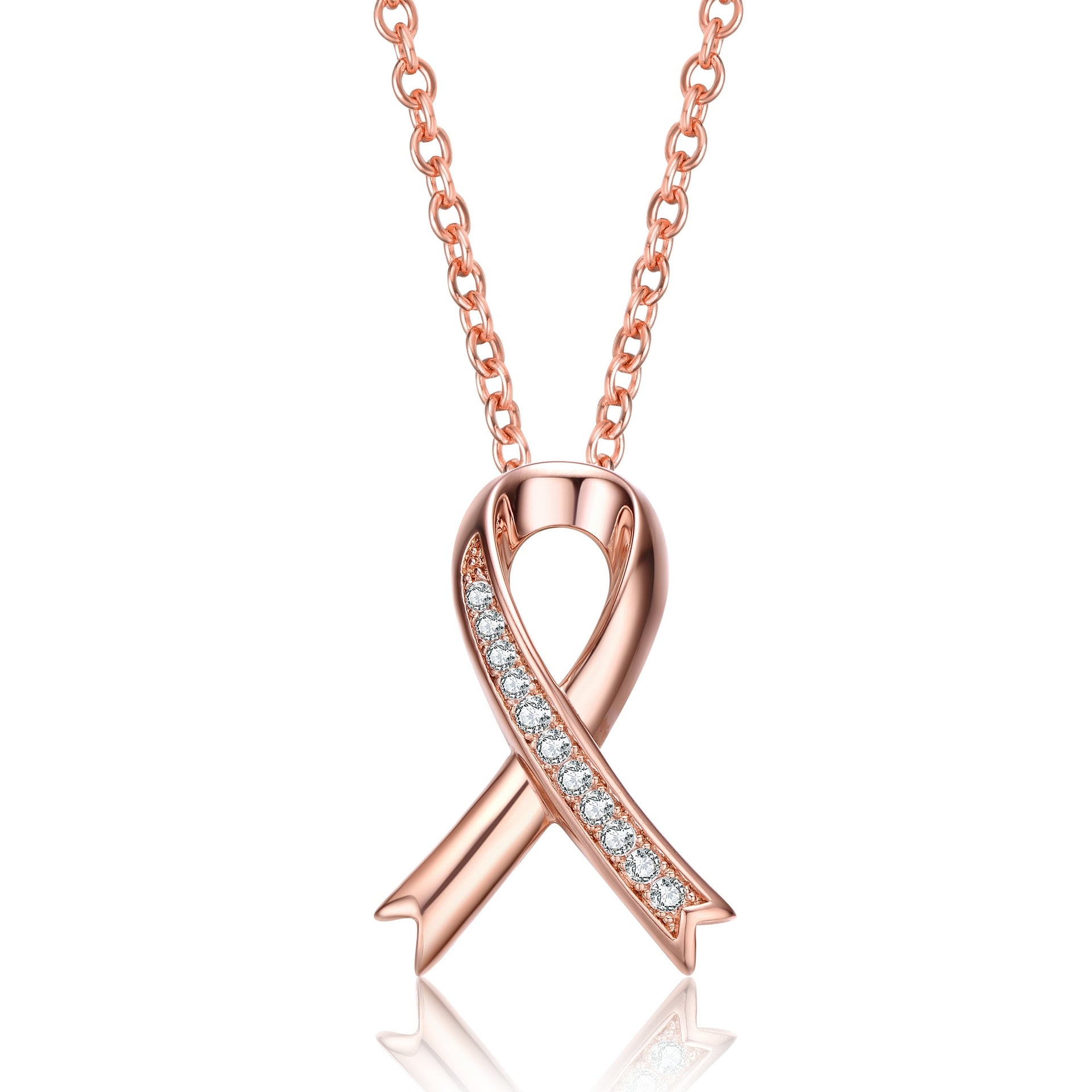 Rachel Glauber Teens-Young Adults Rose Gold Plated With Clear Cubic Zirconia Infinity Pendant