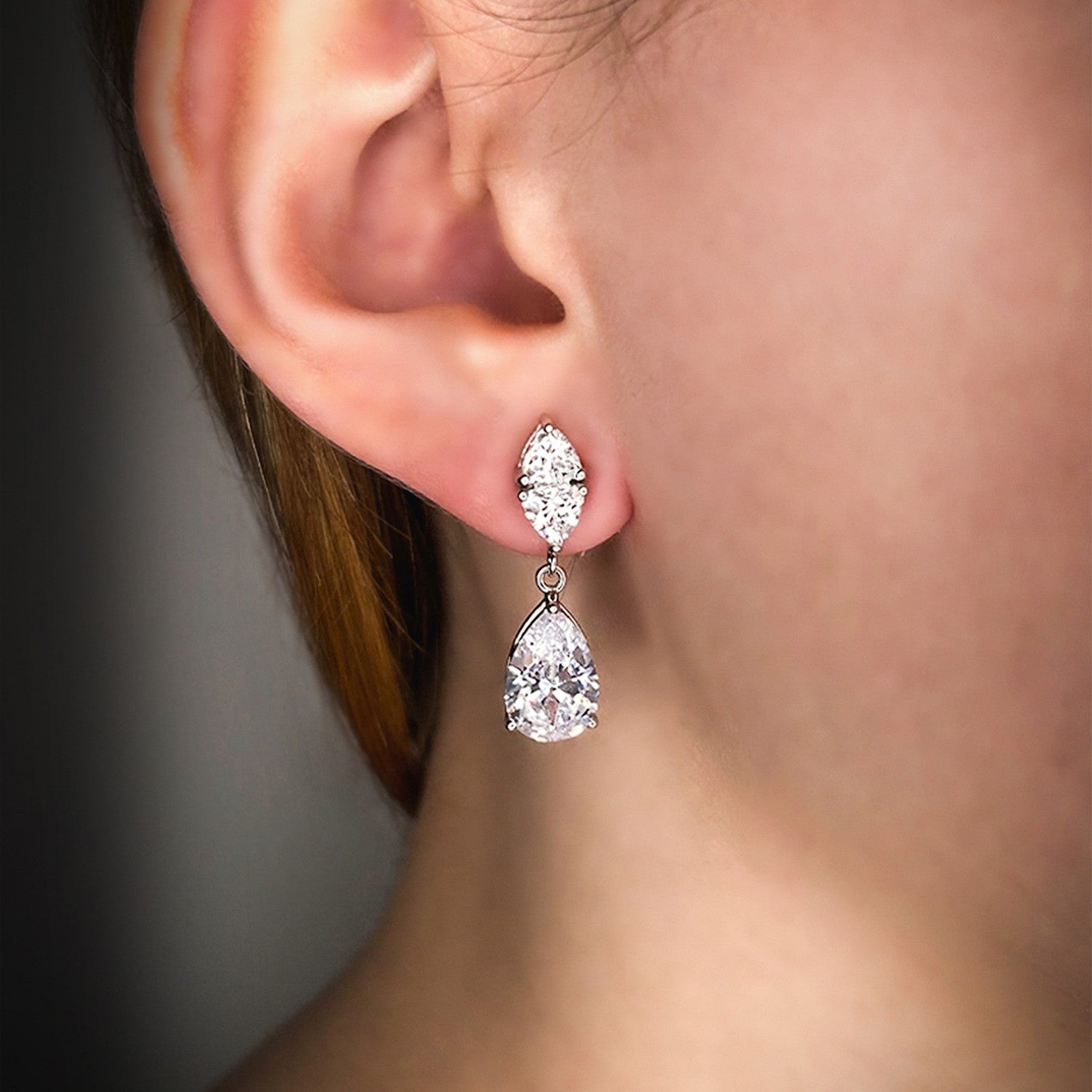 Temptation Earrings With Man Made Lilac Cz Diamond Stimulant In 18K Gold Vermeil