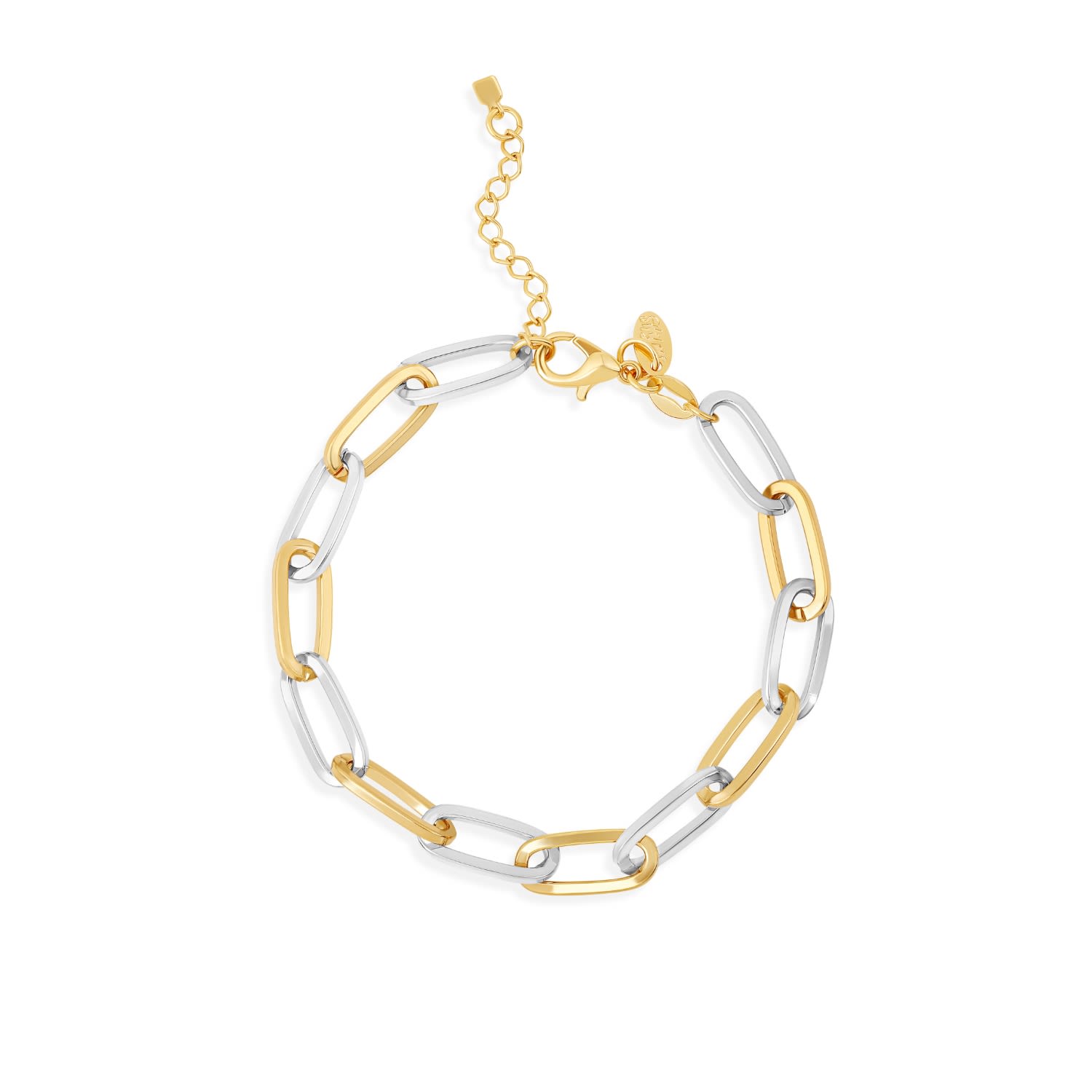 Ten Mm Two Tone Oval Paper Clip Bracelet