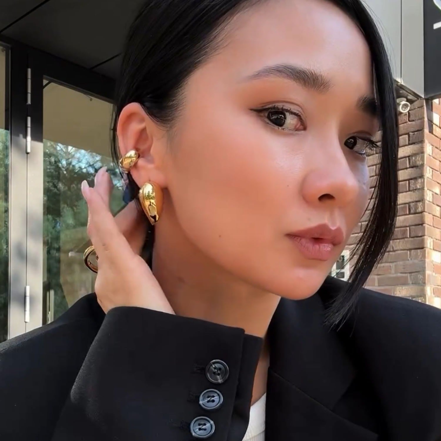 Ten Sixty Four Studio Small Horn Gold Earrings