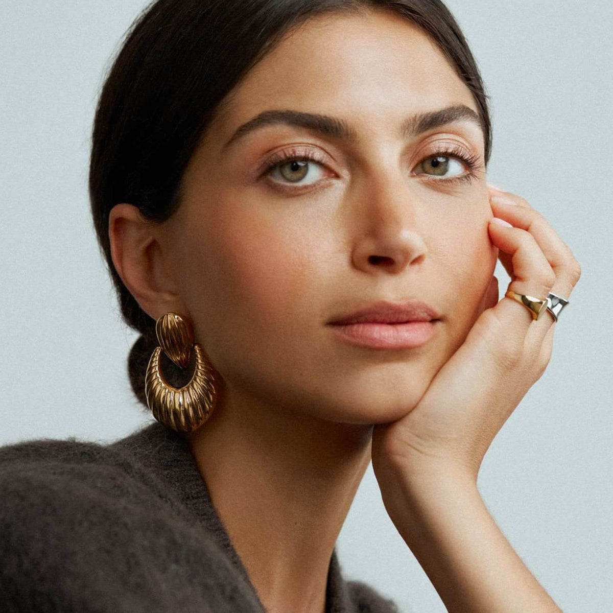 LUXE Statement Textured Doorknocker Earrings