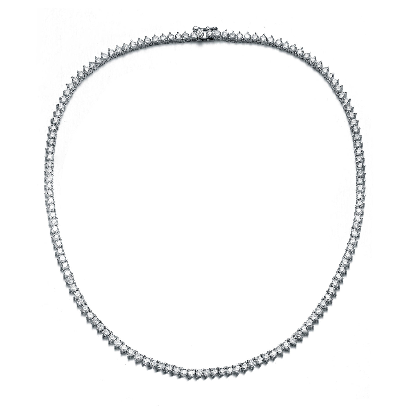 White Gold Plated With Clear Cubic Zirconia Tennis Necklace