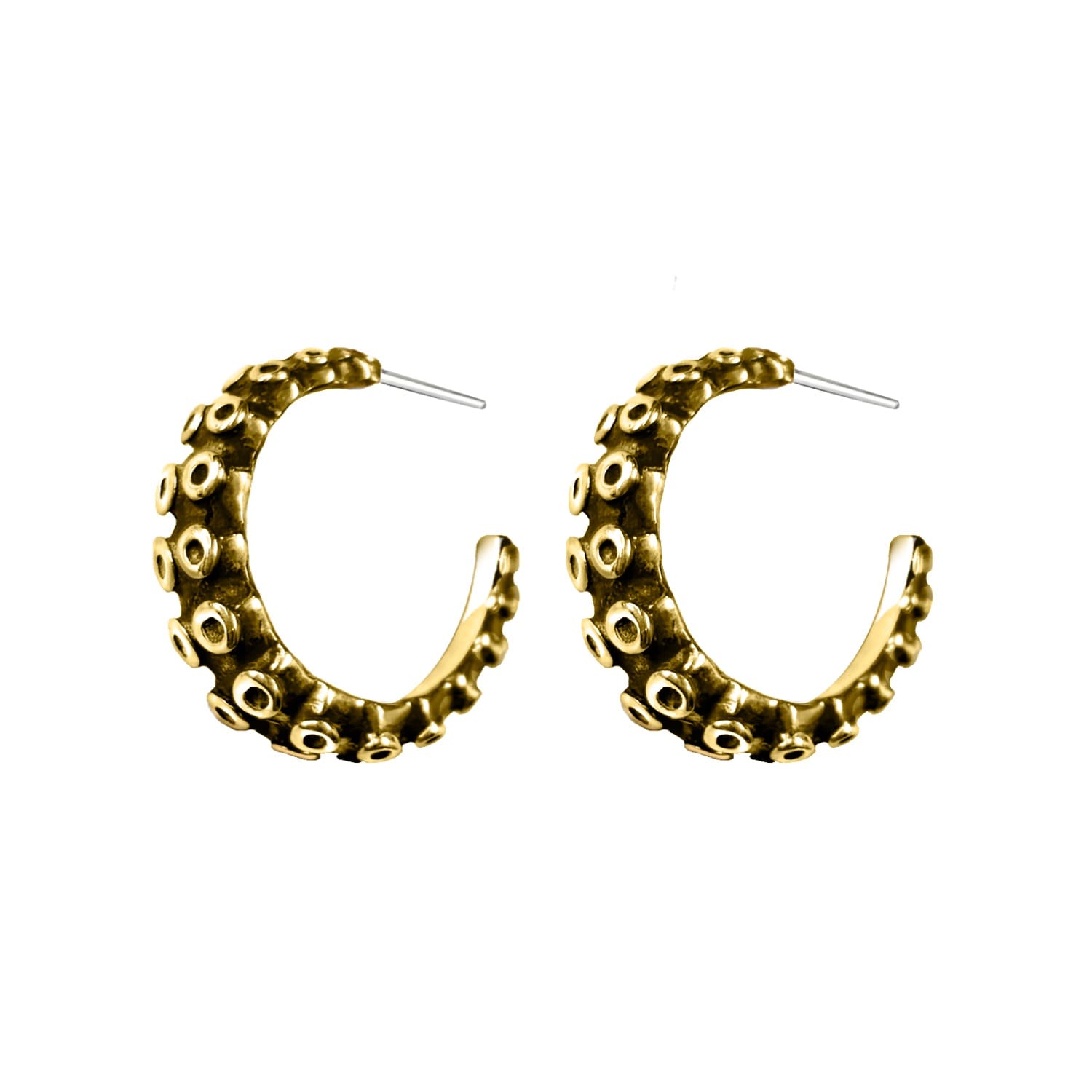 Tentacle Hoop Earrings - Gold - Nautical Waterproof
