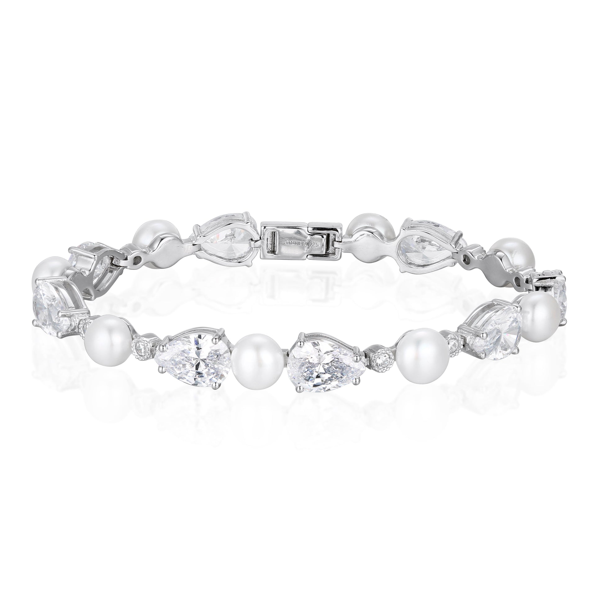 Tesoro Freshwater Pearl & Zircon Crystal Silver Bracelet