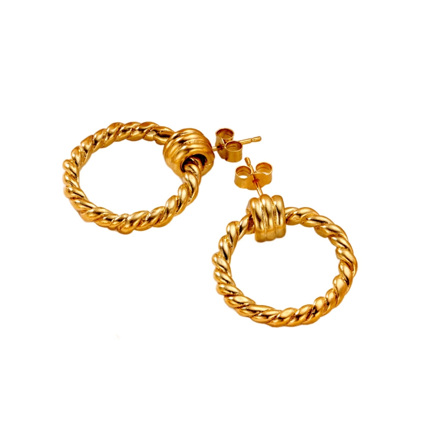 Tether Hoop Large Gold Stud Earrings
