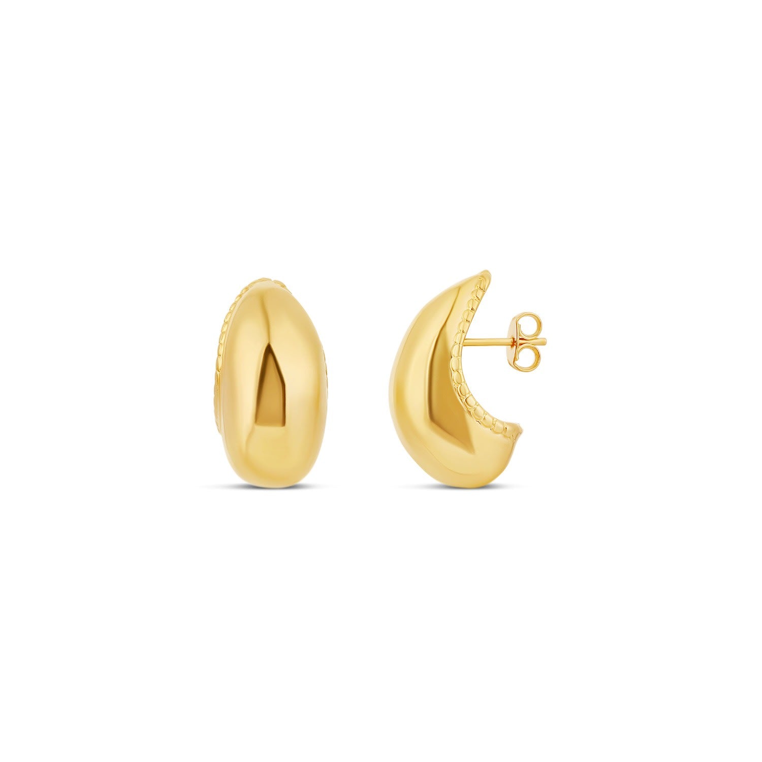 Textured Bean Hoops - Gold