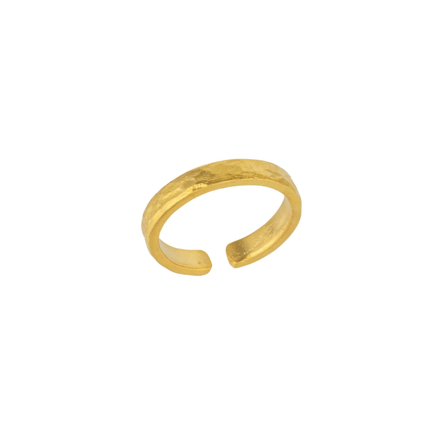 Textured Brilliance Hammered Gold Band Ring