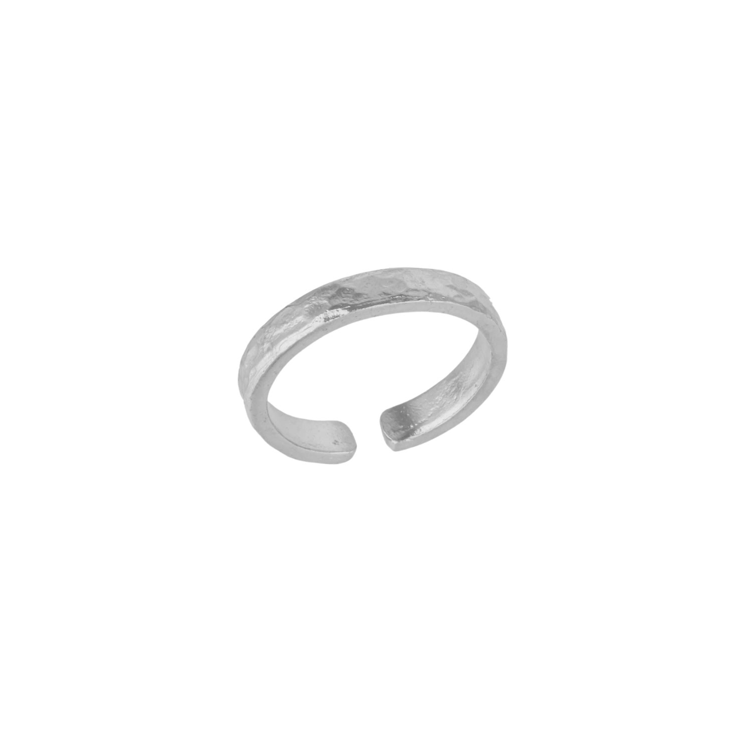 Textured Brilliance Hammered Silver Band Ring