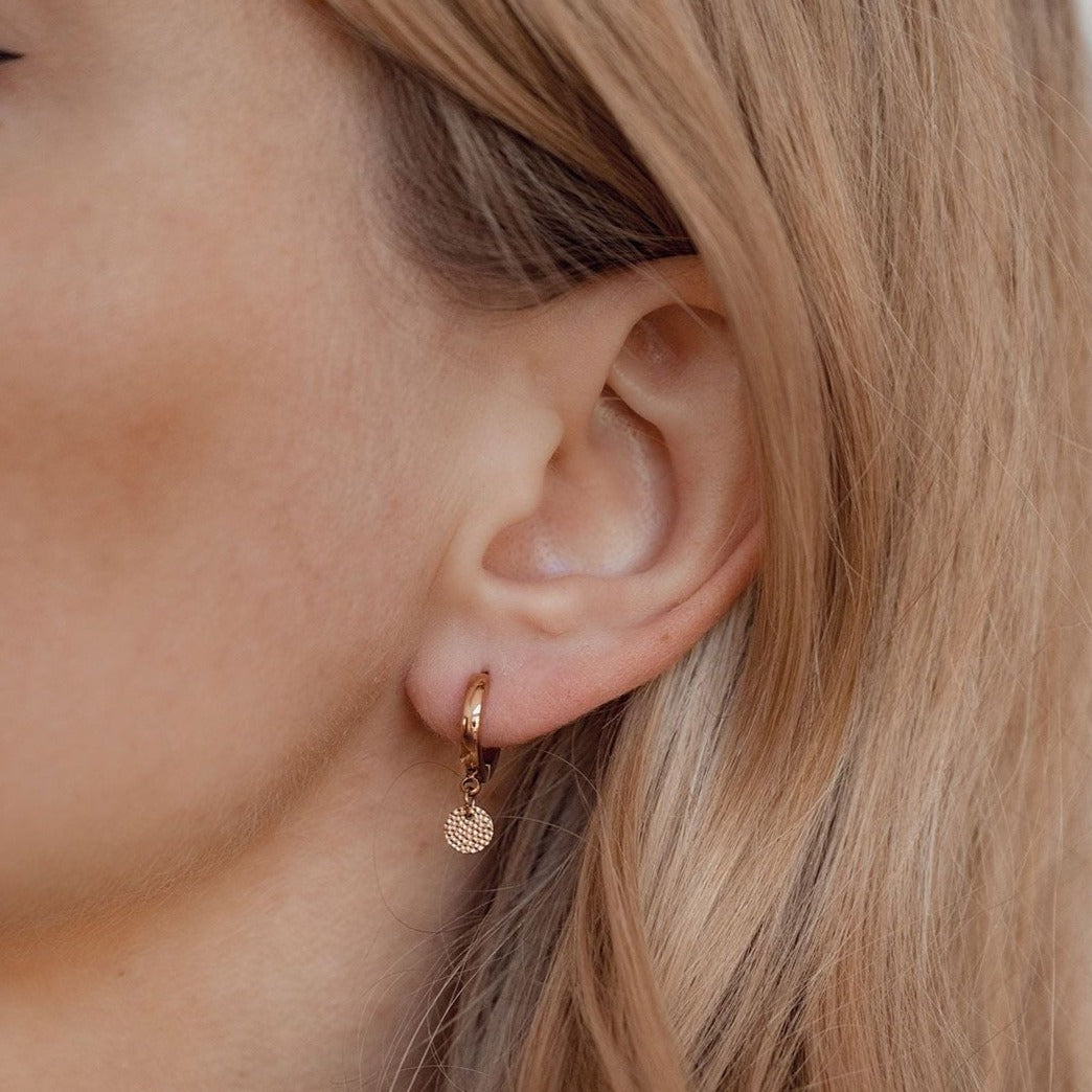 Textured Circle Hoop Earrings Rose Gold