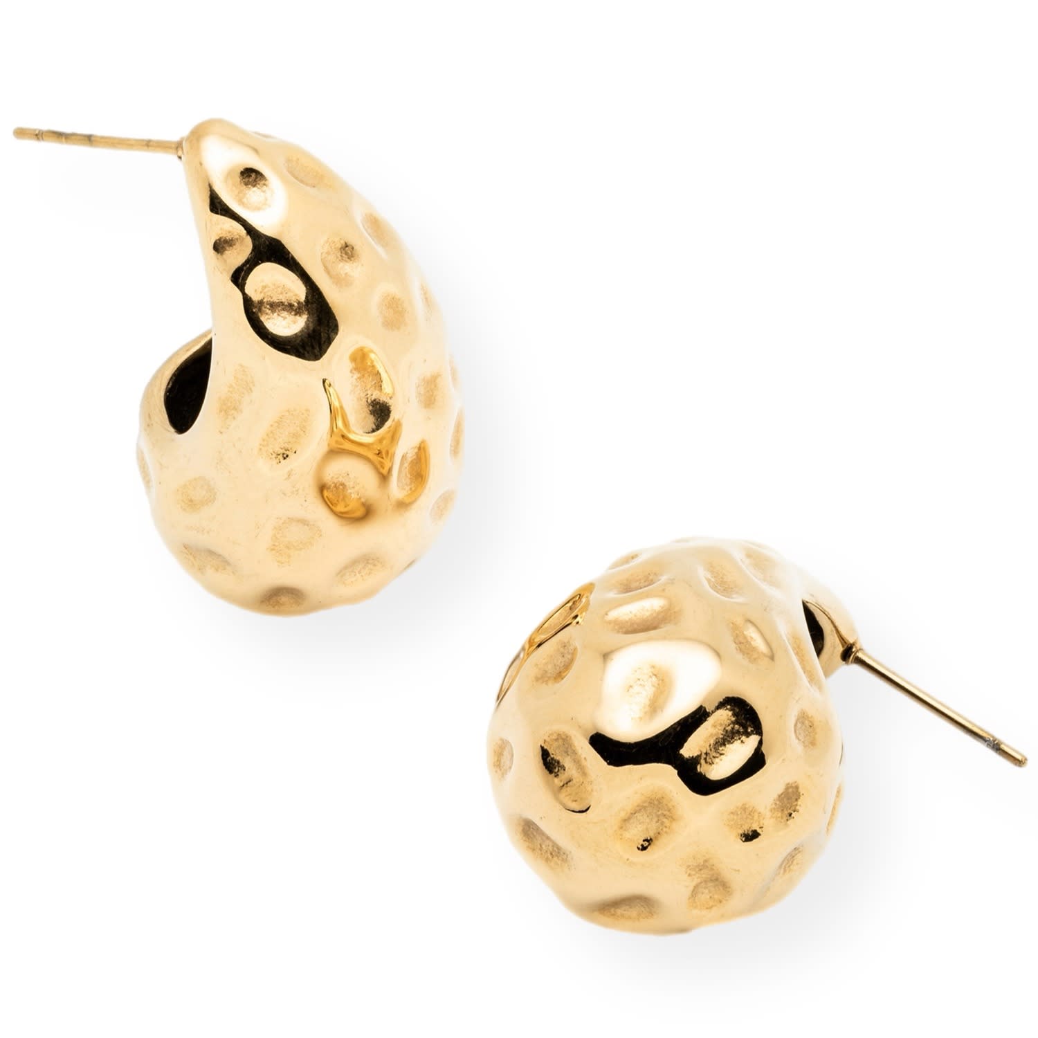 Textured Gold Statement Stud Earrings Tarnish Free