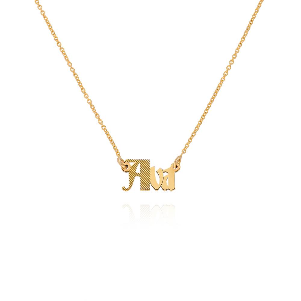 Wednesday Textured Gothic Name Necklace in 18K Gold Plating