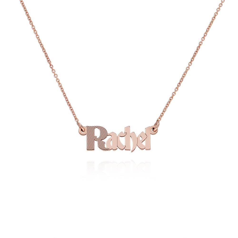 Wednesday Textured Gothic Name Necklace in 18K Rose Gold Plating