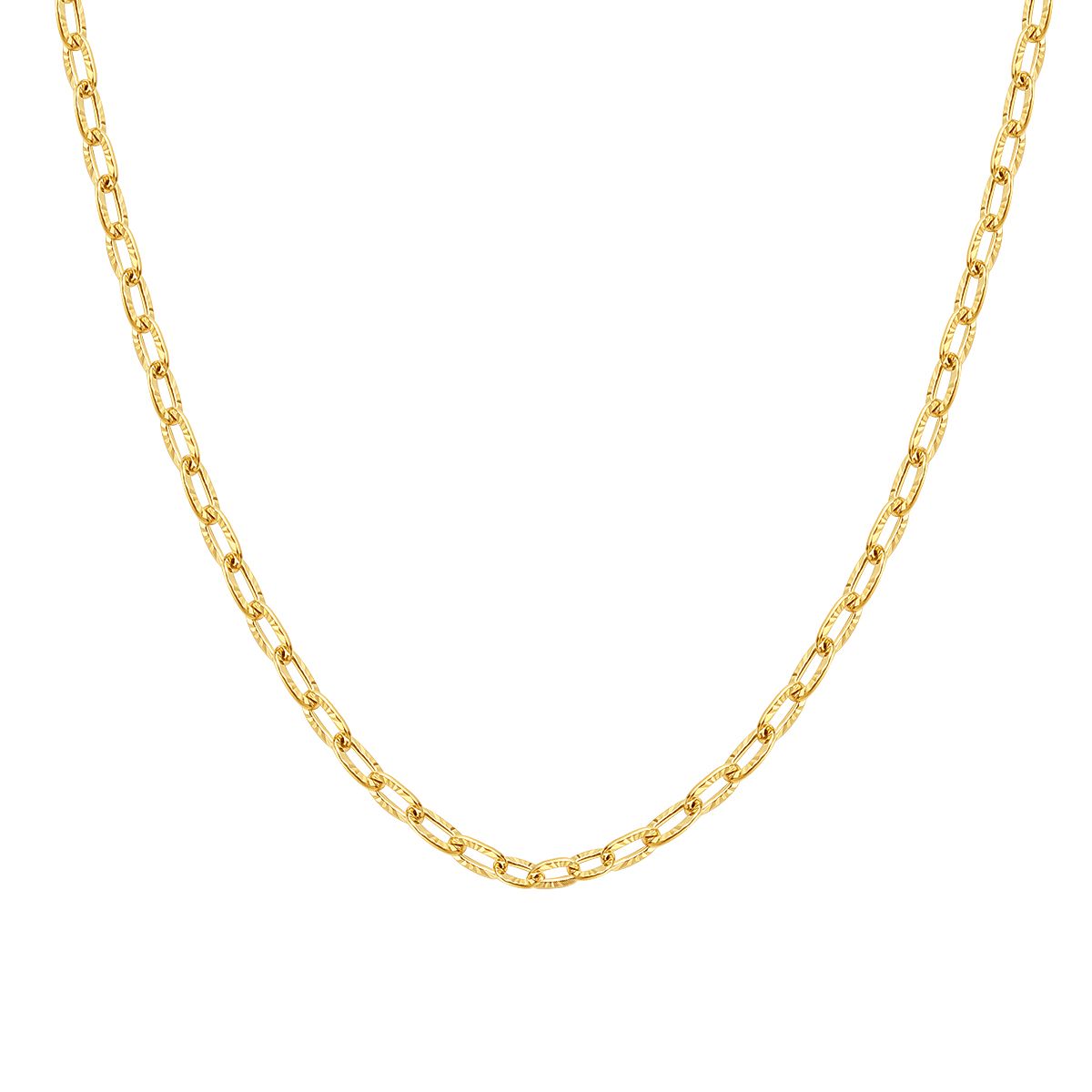 Textured Link Chain Necklace Gold