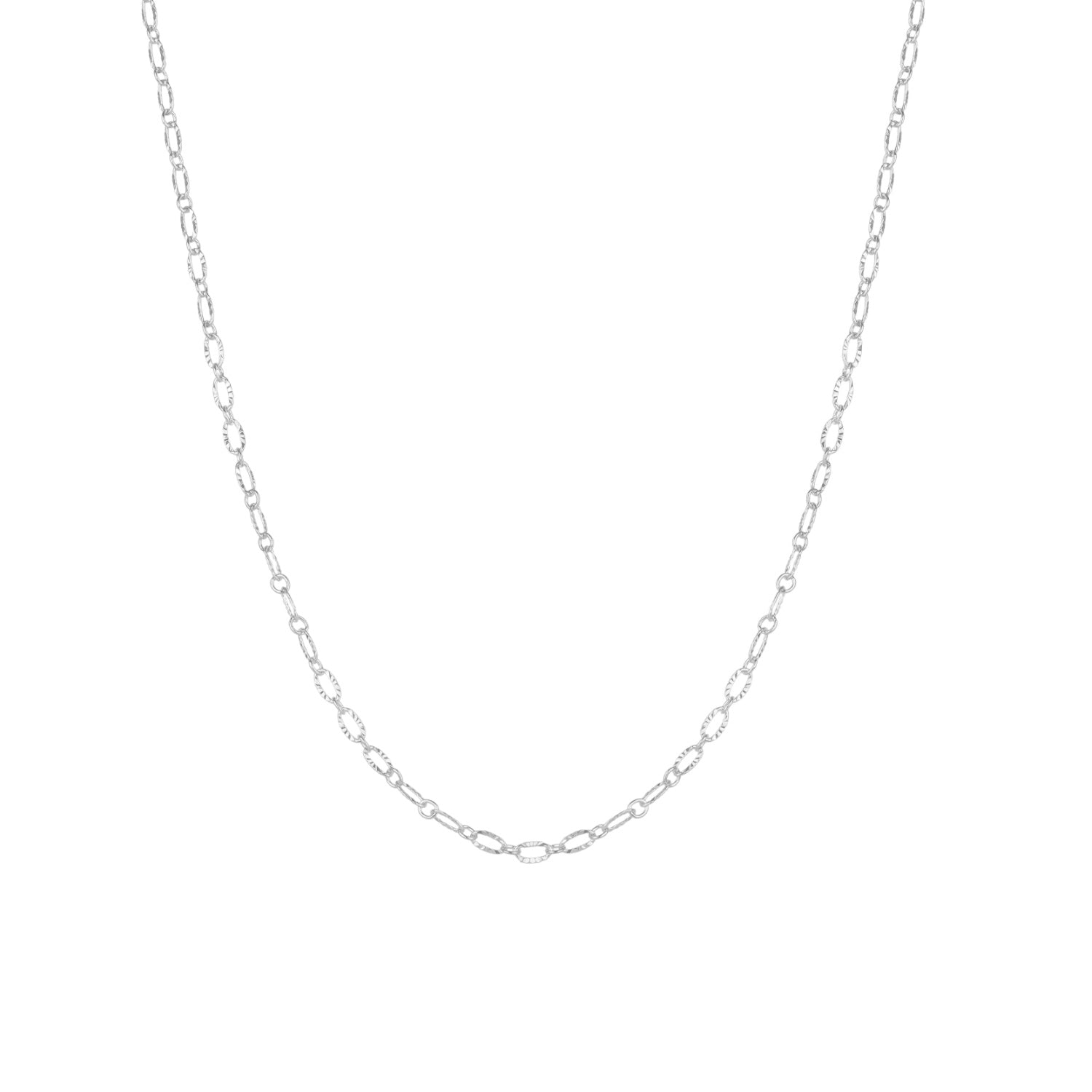Textured Silver Mini Link Chain Necklace - Silver