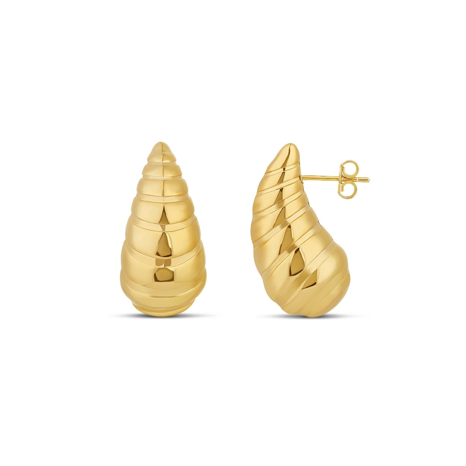 Textured Tear Drop Hoops - Gold