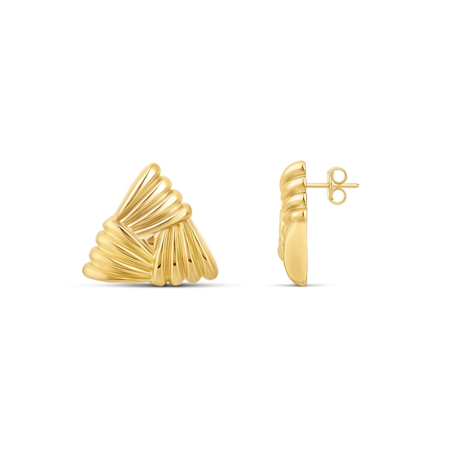 Textured Triangle Statement Studs - Gold