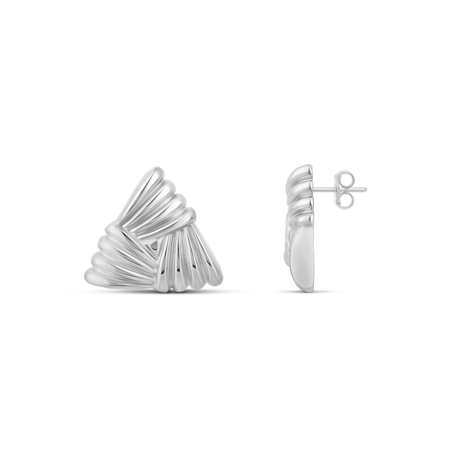 Textured Triangle Statement Studs - Silver