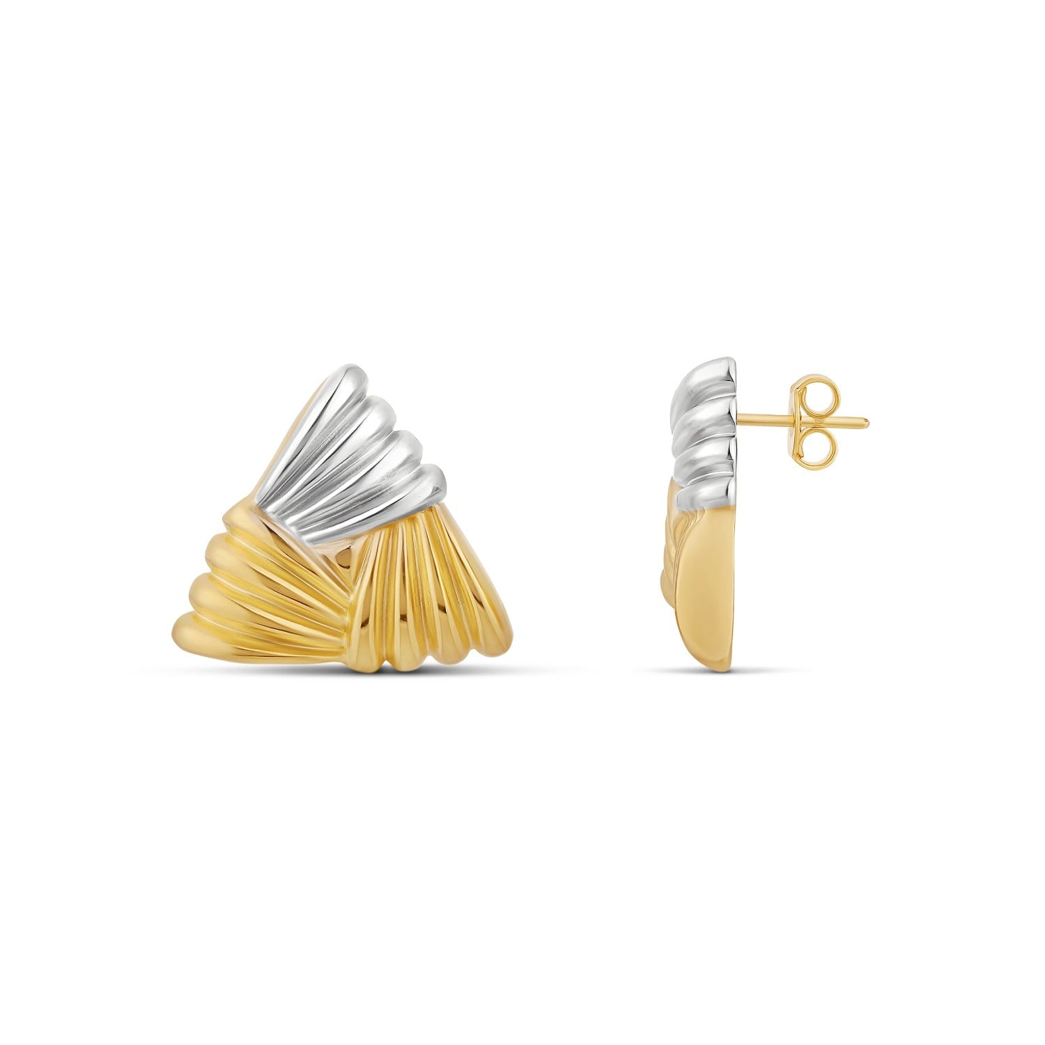 Textured Triangle Statement Studs - Two Tone